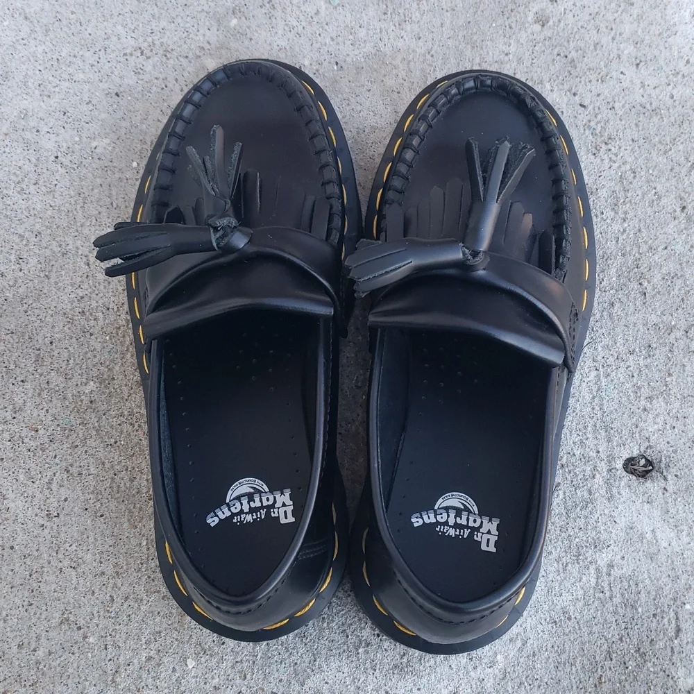 Dr. Martens Adrian Quad Leather Platform Loafers Size 5 Grunge Punk Black